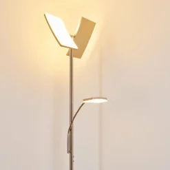 hofstein Lampadaire à vasque Thyolo LED Acier brossé, 2 lumières
