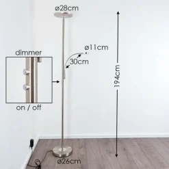 hofstein Lampadaire à vasque Veteli LED Chrome, Nickel mat, 2 lumières