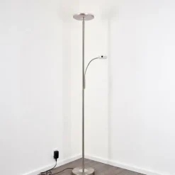 hofstein Lampadaire à vasque Veteli LED Chrome, Nickel mat, 2 lumières