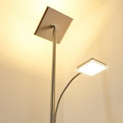 hofstein Lampadaire à vasque Veteli LED Chrome, Nickel mat, 2 lumières