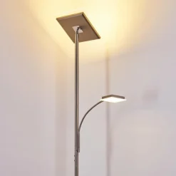 hofstein Lampadaire à vasque Veteli LED Acier inoxydable, 2 lumières