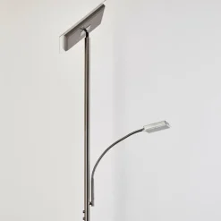 hofstein Lampadaire à vasque Veteli LED Acier inoxydable, 2 lumières