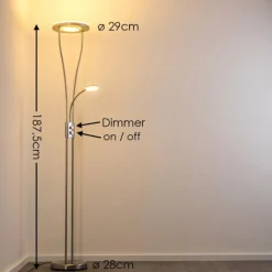 hofstein Lampadaire à vasque Watino LED Nickel mat, 3 lumières* Éclairage Led