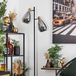 Suspension Verre Fumé-hofstein Lampadaire Vaurois Laiton, Noir, 2 lumières