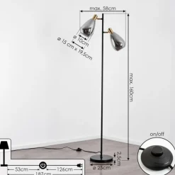 Suspension Verre Fumé-hofstein Lampadaire Vaurois Laiton, Noir, 2 lumières