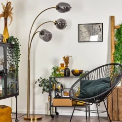 Suspension Verre Fumé-hofstein Lampadaire Verbania Laiton, 3 lumières