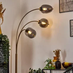 Suspension Verre Fumé-hofstein Lampadaire Verbania Laiton, 3 lumières