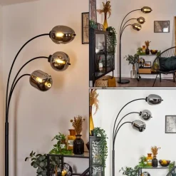 Suspension Verre Fumé-hofstein Lampadaire Verbania Noir, 3 lumières