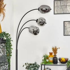 Suspension Verre Fumé-hofstein Lampadaire Verbania Noir, 3 lumières