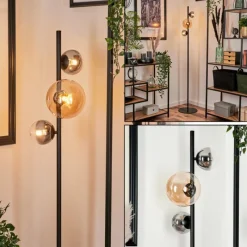 hofstein Lampadaire - Verre 10 cm, 15 cm Remaisnil Ambre, Fumé, 3 lumières