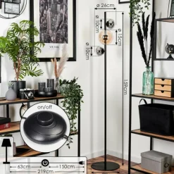 hofstein Lampadaire - Verre 10 cm, 15 cm Remaisnil Ambre, Fumé, 3 lumières