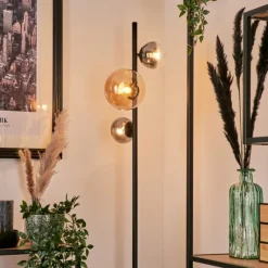 hofstein Lampadaire - Verre 10 cm, 15 cm Remaisnil Ambre, Fumé, 3 lumières