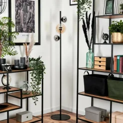 hofstein Lampadaire - Verre 10 cm, 15 cm Remaisnil Ambre, Fumé, 3 lumières