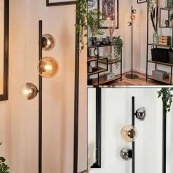 hofstein Lampadaire - Verre 10 cm, 12 cm Remaisnil Ambre, Fumé, 3 lumières