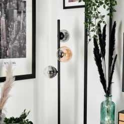 hofstein Lampadaire - Verre 10 cm, 12 cm Remaisnil Ambre, Fumé, 3 lumières