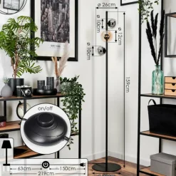 hofstein Lampadaire - Verre 10 cm, 12 cm Remaisnil Ambre, Fumé, 3 lumières