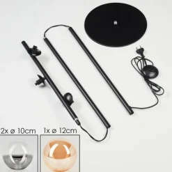 hofstein Lampadaire - Verre 10 cm, 12 cm Remaisnil Ambre, Fumé, 3 lumières