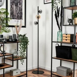 hofstein Lampadaire - Verre 10 cm, 12 cm Remaisnil Ambre, Fumé, 3 lumières