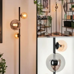 hofstein Lampadaire - Verre 10 cm, 15 cm Remaisnil Ambre, Fumé, 3 lumières