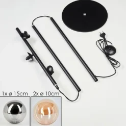 hofstein Lampadaire - Verre 10 cm, 15 cm Remaisnil Ambre, Fumé, 3 lumières