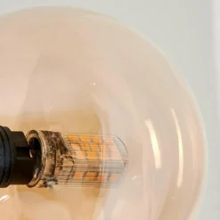 hofstein Lampadaire - Verre 10 cm, 15 cm Remaisnil Ambre, Fumé, 3 lumières