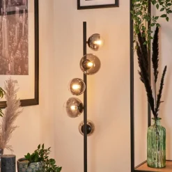 hofstein Lampadaire - Verre 10 cm, 12 cm Remaisnil Clair, Fumé, 5 lumières