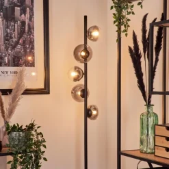 hofstein Lampadaire - Verre 10 cm, 12 cm Remaisnil Clair, Fumé, 5 lumières