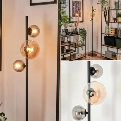 hofstein Lampadaire - Verre 10 cm, 15 cm Remaisnil Ambre, Fumé, 3 lumières