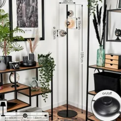 hofstein Lampadaire - Verre 10 cm, 15 cm Remaisnil Ambre, Fumé, 3 lumières