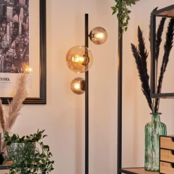 hofstein Lampadaire - Verre 10 cm, 15 cm Remaisnil Ambre, Fumé, 3 lumières