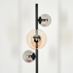 hofstein Lampadaire - Verre 10 cm, 15 cm Remaisnil Ambre, Fumé, 3 lumières