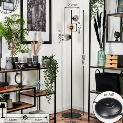 Suspension Verre Fumé-hofstein Lampadaire - Verre 10 cm, 12 cm Remaisnil Ambre, Fumé, 3 lumières