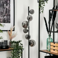 hofstein Lampadaire - Verre 10 cm, 12 cm, 15 cm Remaisnil Fumé, 6 lumières