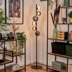 hofstein Lampadaire - Verre 10 cm, 12 cm, 15 cm Remaisnil Fumé, 6 lumières