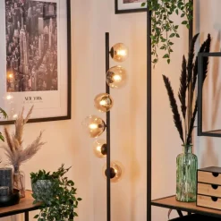 hofstein Lampadaire - Verre 10 cm, 12 cm Remaisnil Ambre, Clair, 6 lumières