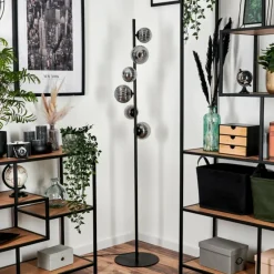 hofstein Lampadaire - Verre 10 cm, 12 cm Remaisnil Fumé, 6 lumières