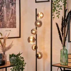 hofstein Lampadaire - Verre 10 cm, 12 cm Remaisnil Fumé, 6 lumières