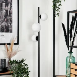 hofstein Lampadaire - Verre 10 cm, 12 cm Remaisnil Blanc, 3 lumières