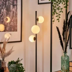 hofstein Lampadaire - Verre 10 cm, 12 cm Remaisnil Blanc, 3 lumières