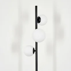 hofstein Lampadaire - Verre 10 cm, 12 cm Remaisnil Blanc, 3 lumières