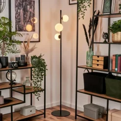 hofstein Lampadaire - Verre 10 cm, 12 cm Remaisnil Blanc, 3 lumières