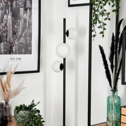 hofstein Lampadaire - Verre 10 cm, 12 cm Remaisnil Blanc, 3 lumières