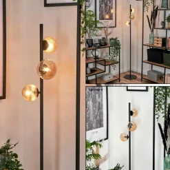 hofstein Lampadaire - Verre 10 cm, 12 cm Remaisnil Ambre, 3 lumières