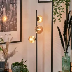 hofstein Lampadaire - Verre 10 cm, 12 cm Remaisnil Ambre, 3 lumières