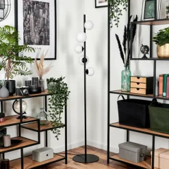 hofstein Lampadaire - Verre 10 cm, 12 cm Remaisnil Blanc, 5 lumières