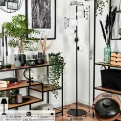 hofstein Lampadaire - Verre 10 cm, 12 cm Remaisnil Blanc, 5 lumières