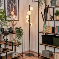 hofstein Lampadaire - Verre 10 cm, 12 cm Remaisnil Blanc, 5 lumières