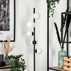 hofstein Lampadaire - Verre 10 cm, 12 cm Remaisnil Blanc, 5 lumières