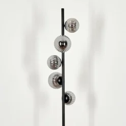 hofstein Lampadaire - Verre 10 cm, 12 cm Remaisnil Fumé, 5 lumières