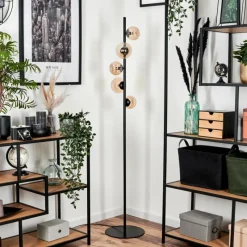 hofstein Lampadaire - Verre 10 cm, 12 cm Remaisnil Ambre, 5 lumières